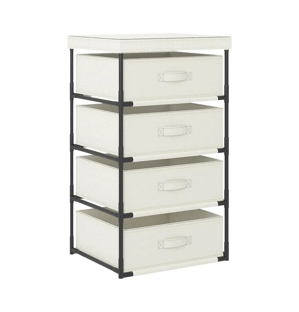 Storage Rack with 4 Fabric Baskets Steel Cream