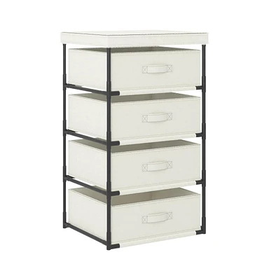 Storage Rack with 4 Fabric Baskets Steel Cream