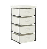 Storage Rack with 4 Fabric Baskets Steel Cream