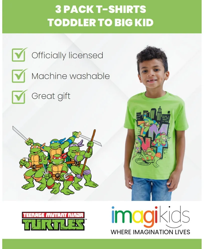 Teenage Mutant Ninja Turtles Leonardo Michelangelo Donatello Raphael 3 Pack T-Shirts Toddler |Child Boys