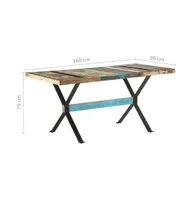 Dining Table 63"x31.5"x29.9" Solid Reclaimed Wood
