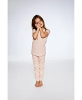 Girl Organic Cotton Two Piece Pajama Set Pink Printed Goose