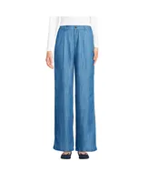 Lands' End Petite High Rise Pleated Tencel Fiber Wide Leg Pants