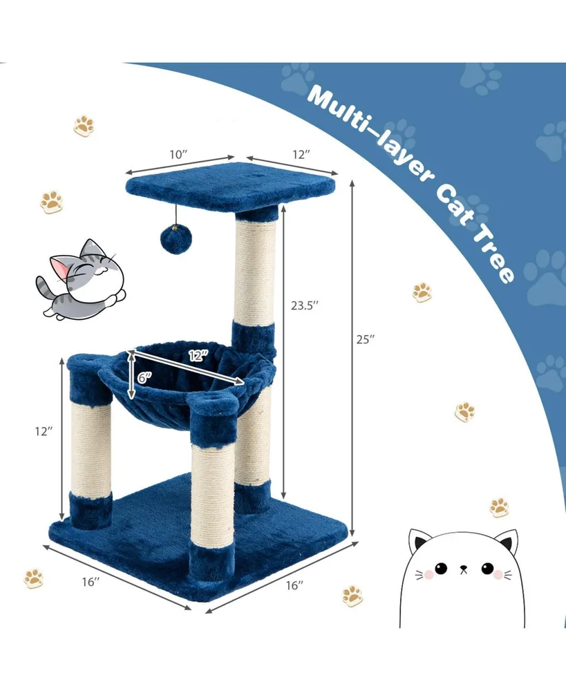 Sugift Multi-level Cat Tree with Scratching Posts and Cat Hammock