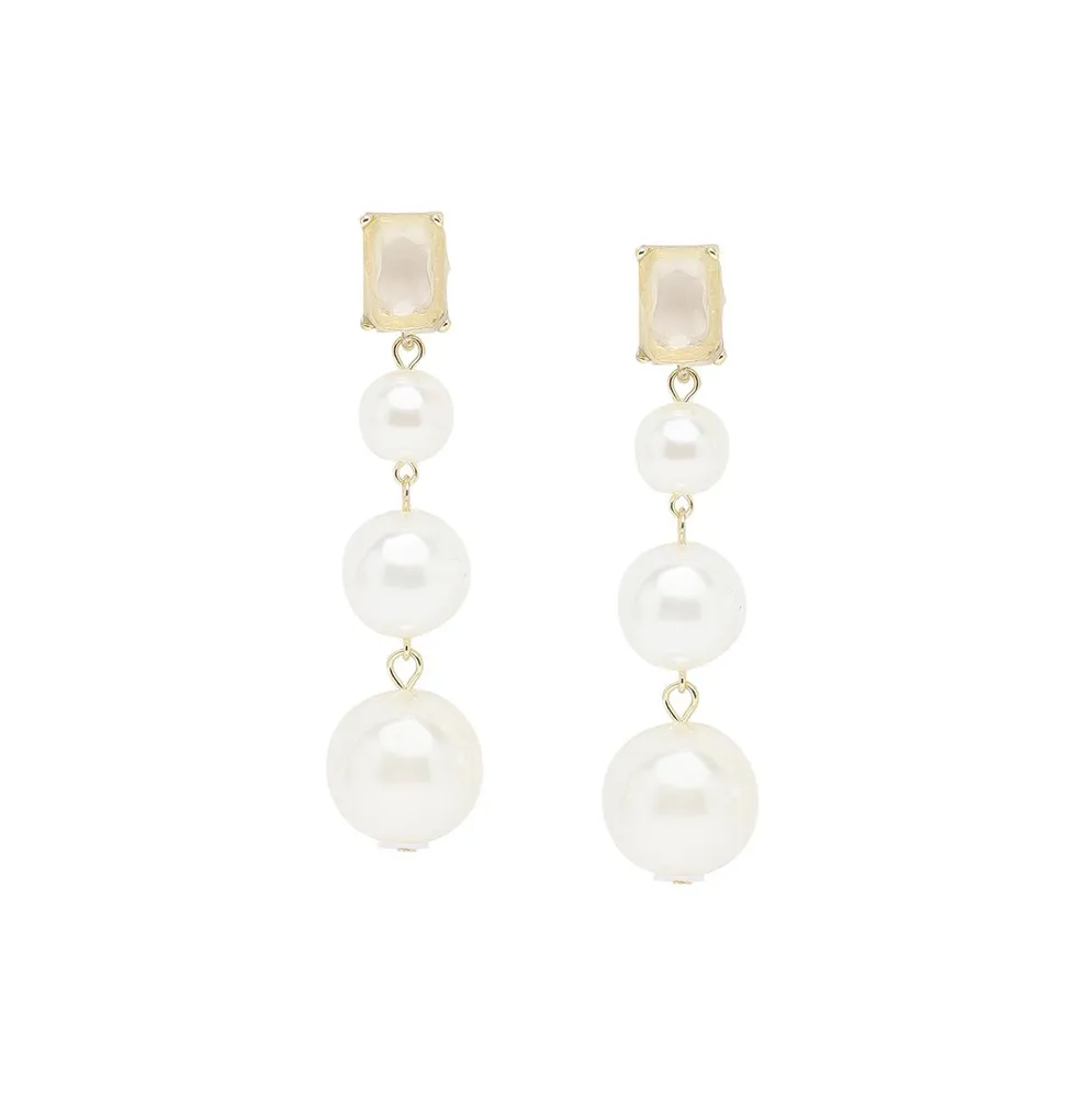 Sohi Women's White Drop Earrings