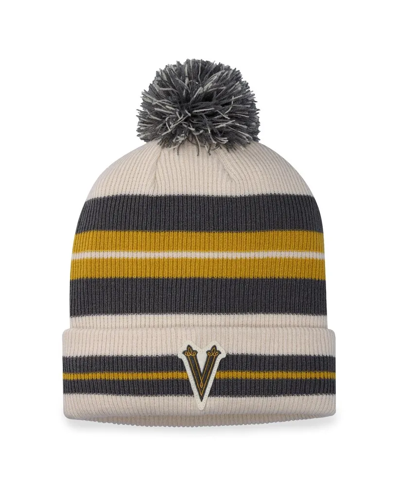 Men's Fanatics Vegas Golden Knights Charcoal, Cream 2024 Nhl Winter Classic Cuffed Knit Hat with Pom