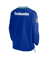 Men's Nike Royal Seattle Seahawks Throwback V-Neck Pullover Windbreaker