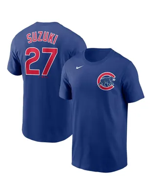 Men's Nike Seiya Suzuki Royal Chicago Cubs Player Name and Number T-shirt