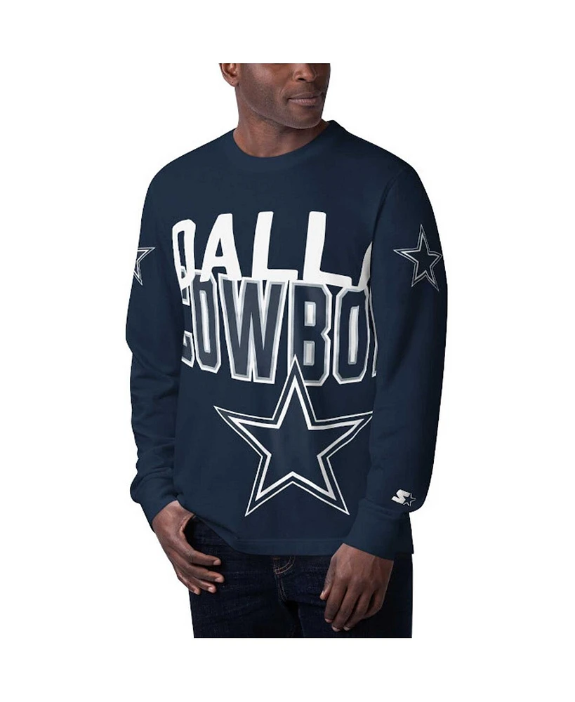 Men's Starter Navy Dallas Cowboys Clutch Hit Long Sleeve T-shirt