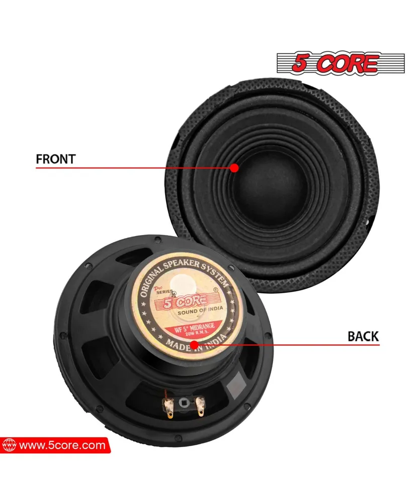 5 Core Midrange Speakers 2Pcs 5 Inch Car Speaker 200W Pmpo 20W Rms Each Raw Dj Woofer 4 Ohm 0.81" Ccaw Voice Coil Replacement Driver - Cs