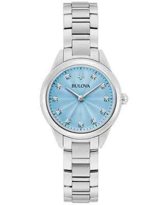 Bulova Women's Sutton Diamond Accent Stainless Steel Bracelet Watch 28mm - Silver