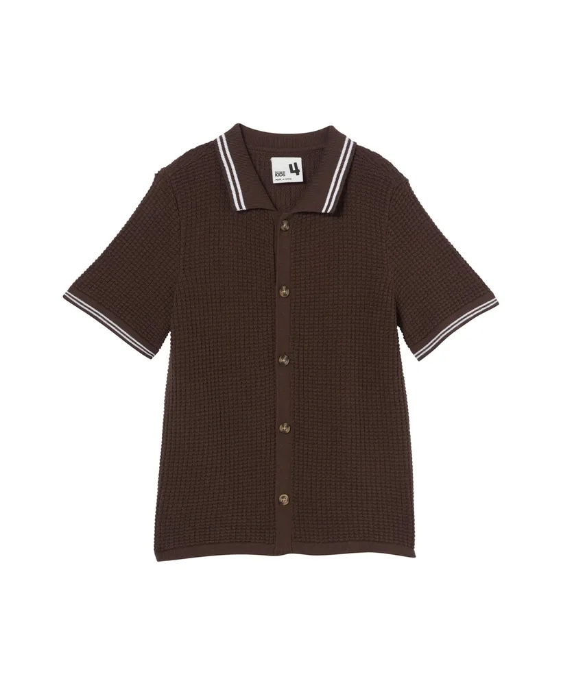 Cotton On Toddler and Little Boys Knitted Short Sleeve Shirt