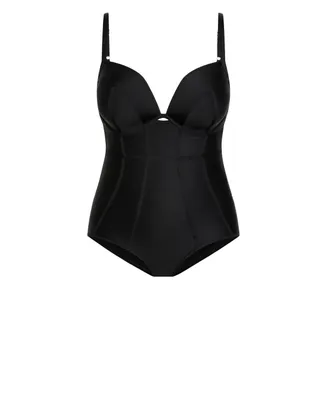 City Chic Plus Size Grenada Underwire 1 Piece Swimsuit - black