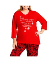 Plus Size Slogan Sleep Top