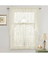 Kate Aurora Shabby Living Lena Floral Lace Complete Kitchen Curtain Tier & Swag Set