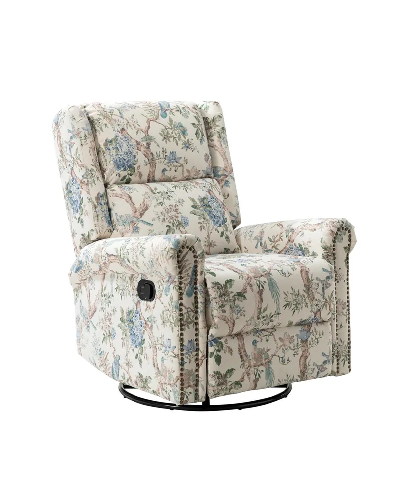 Hulala Home Ahlen Floral Upholstery Manual Swivel Recliner