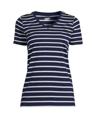 Lands' End Petite Relaxed Supima Cotton Short Sleeve V-Neck T-Shirt