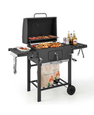 Outdoor Charcoal Grill 391 sq.in. Cooking Area 2 Foldable Side Table Bbq Camping