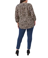 Vince Camuto Plus Elegant V-Neck Leopard Print Blouse