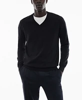 Mango Men's 100% Merino Wool V-Neck Sweater