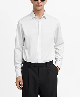 Mango Men's 100% Cotton Slim-Fit Dress Shirt