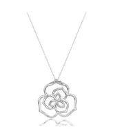 Suzy Levian Sterling Silver Cubic Zirconia Open Wild Flower Pendant Necklace