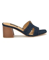 Nine West Women's Griselda Block Heel Slip-On Dress Sandals - Dark Blue Denim