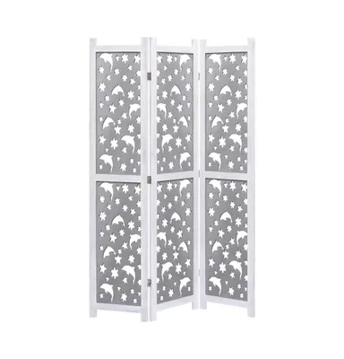3-Panel Room Divider Gray 41.3"x65" Solid Wood
