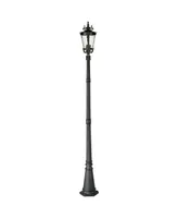 Marseille Traditional Outdoor Post Light with Flat Base Textured Black 99 3/4" Clear Hammered Glass for Exterior House Porch Patio Outside Deck Garage