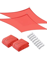 2 Pack 10x10 Ft 97% Uv Block Square Sun Shade Sail Canopy Cover Net Yard Park