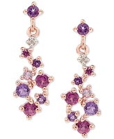Multi-Gemstone Cluster Drop Earrings (5/8 ct. t.w.) 14k Gold-Plated Sterling Silver