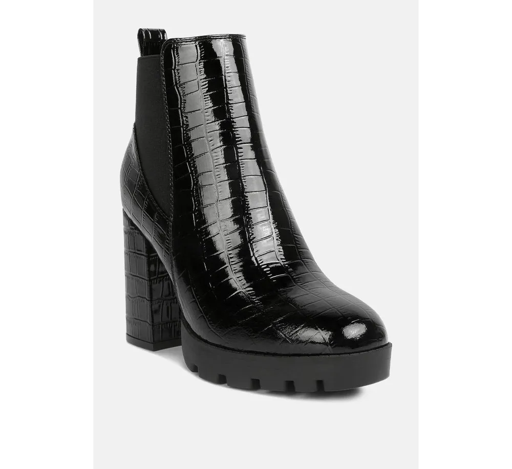 Women's foxy faux leather croc Chelsea boots