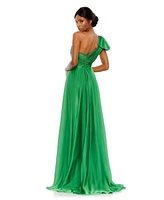 Women's Pleated One Shoulder Chiffon Gown