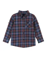 Toddler/Child Boys Navy Check Two-Faced Button-down Shirt