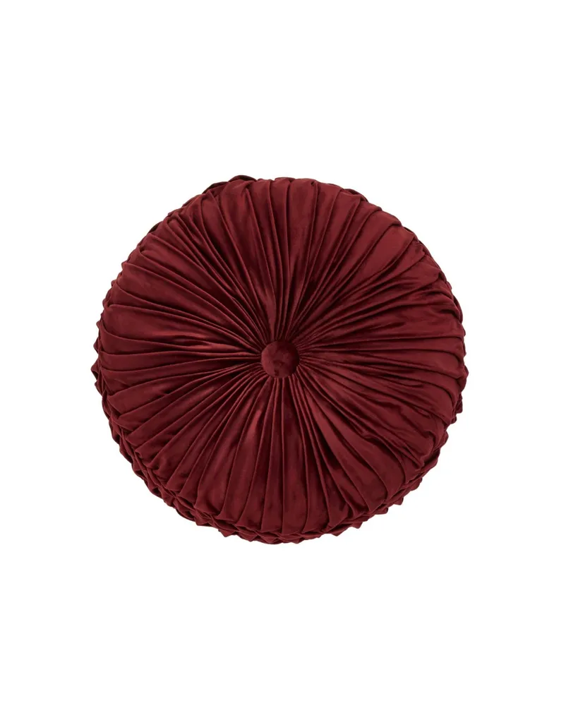 Five Queens Court Bordeaux Tufted Round Decorative Pillow, 15" Round