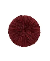 Five Queens Court Bordeaux Tufted Round Decorative Pillow, 15" Round