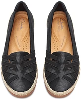 Clarks Women's Elaina Petal Woven-Vamp Jute-Trim Flats