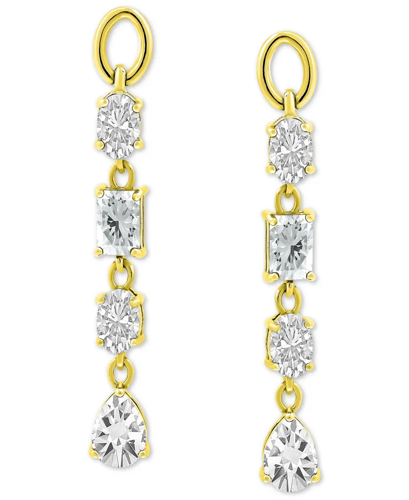 Cubic Zirconia Multi-Cut Linear Drop Earrings 18k Gold-Plated Sterling Silver