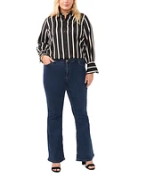 Vince Camuto Plus Striped Button-Down Bell-Sleeve Shirt