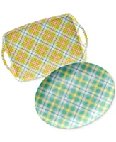 Certified International Easter Plaid Melamine Trays, Set 2