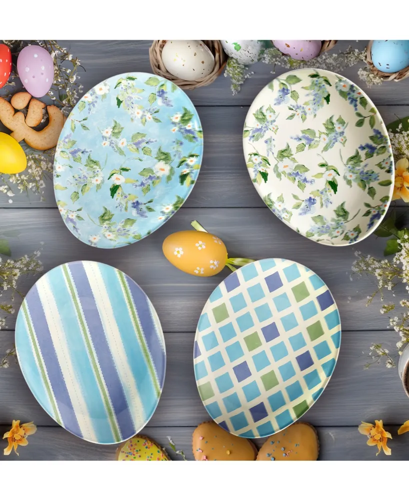 Certified International Easter Egg-Shaped Plates, Set of 4