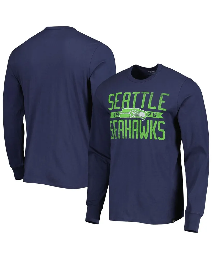 Men's '47 Brand College Navy Distressed Seattle Seahawks Wide Out Franklin Long Sleeve T-shirt