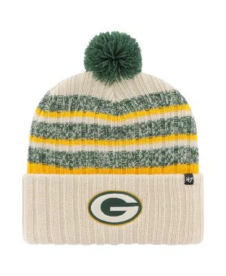 Men's '47 Brand Cream Green Bay Packers Tavern Cuffed Knit Hat with Pom