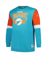 Men's Mitchell & Ness Aqua Miami Dolphins Big and Tall Fleece Pullover Sweatshirt