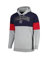 Men's Fanatics Navy New Orleans Pelicans Contrast Pieced Pullover Hoodie