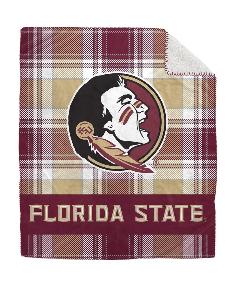 Pegasus Home Fashions Florida State Seminoles 50" x 60" Plaid Flannel Sherpa Plush Blanket