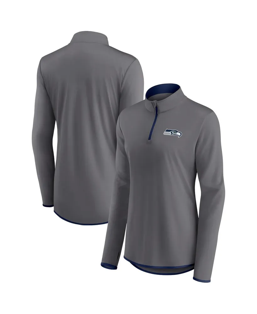 Women's Fanatics Gray Seattle Seahawks Corner Long Sleeve 1/4 Zip Top