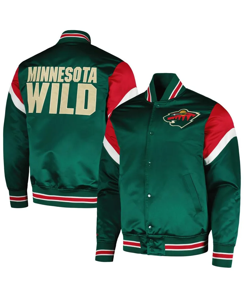 Men's Mitchell & Ness Green Minnesota Wild Midweight Satin Full-Snap Jacket