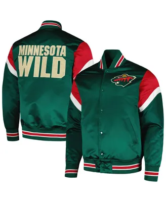 Men's Mitchell & Ness Green Minnesota Wild Midweight Satin Full-Snap Jacket