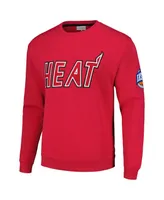 Men's Mitchell & Ness Red Miami Heat Hardwood Classics There and Back Pullover Sweatshirt